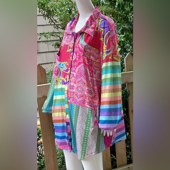 Lily by firmiano Colourful Patchwork, long sleeve shirt 3 x XL - Picture 6 of 14